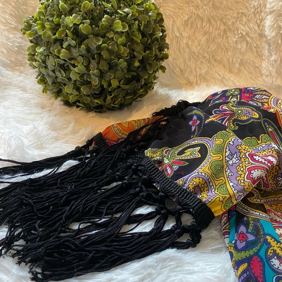 Candy Rose Fringe Hem Sheer Kimono - Picture 4 of 5